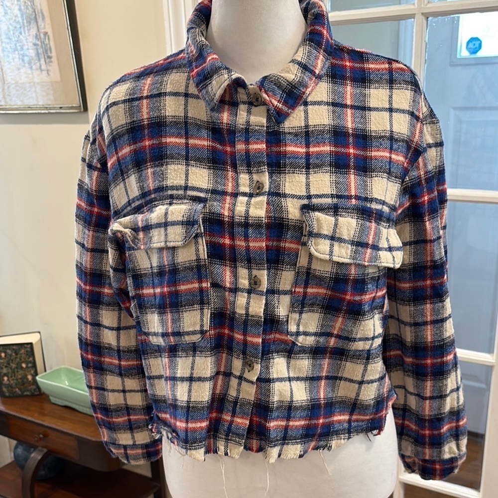 Zara Blue and Red Plaid Flannel Kids shirt. Size 13-14